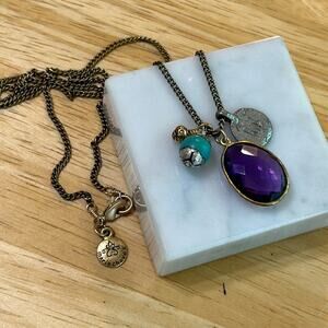 Marie Chavez Pendant Necklace #A146 purple gold tone